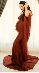 G3036,Brown Maternity Shoot  Gown, Size (All)