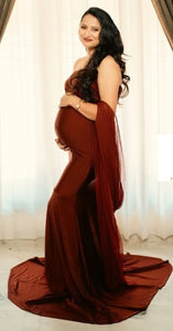 G3036,Brown Maternity Shoot  Gown, Size (All)