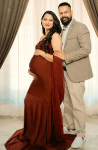 G3036,Brown Maternity Shoot  Gown, Size (All)