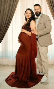 G3036,Brown Maternity Shoot  Gown, Size (All)