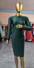 Load image into Gallery viewer, G921, Bottle Green Lycra Body Fit Maternity Short Length Gown, (All Sizes)