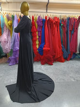 Load image into Gallery viewer, G1006 , Black Slit Cut Evening Shoot Trail Gown, Size (ALL)