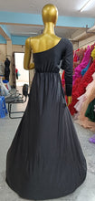 Load image into Gallery viewer, G320 ,Black Slit Cut One Shoulder  Shoot Trail Gown, (Size All )