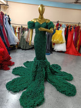 Load image into Gallery viewer, G1035, Bottle Green  Long Trail Body Fit Gown (All Sizes)