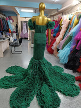 Load image into Gallery viewer, G1035, Bottle Green  Long Trail Body Fit Gown (All Sizes)