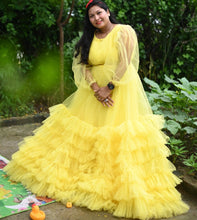 Load image into Gallery viewer, G557, Yellow multi-layered frill  Dress, Size(All)