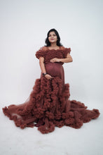 Load image into Gallery viewer, G925, Brown Ruffled Maternity Shoot Gown, Size (All)