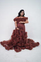 Load image into Gallery viewer, G925, Brown Ruffled Maternity Shoot Gown, Size (All)