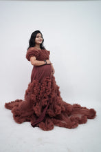 Load image into Gallery viewer, G925, Brown Ruffled Maternity Shoot Gown, Size (All)