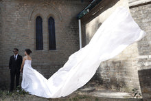 Load image into Gallery viewer, W224 (4), White Tube Lace Top Georgette Long Trail Prewedding Shoot Gown, Size - (All)