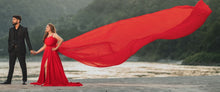 Load image into Gallery viewer, G59(2) , Red Tube Slit Cut Prewedding Long Trail Gown, Size(All)