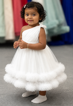 Load image into Gallery viewer, W719 , White Kids One Shoulder Gown