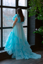 Load image into Gallery viewer, G933, Light Blue Ruffled Pre Wedding Shoot Trail Gown, Size(All)pp