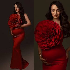 G1246, Red Wine Body Fit Maternity Shoot Gown Gown, Size (All)pp