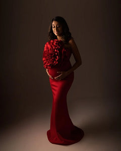 G1246, Red Wine Body Fit Maternity Shoot Gown Gown, Size (All)pp