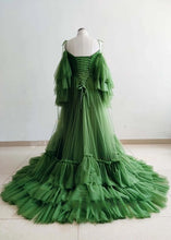 Load image into Gallery viewer, G1244, Olive Green Ruffled Shoot Trail Gown, Size (All)pp
