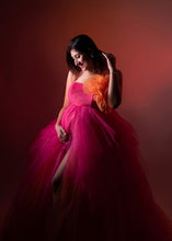 Load image into Gallery viewer, G1039 , Magenta and Mustard Twin Colour  Slit Cut Maternity Shoot Gown, Size (All) pp