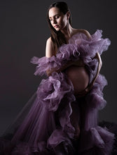 Load image into Gallery viewer, G1420, Luxury Purple Ruffled maternity shoot trail gown With Inner, Size(All) pp