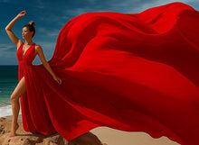 Load image into Gallery viewer, G938, Red Infinity Trail Prewedding Shoot  Gown (p)