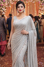 Load image into Gallery viewer, L87, (2) Silver Party Wear  Saree, Size (XS-30 to L-38)