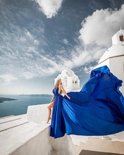 Load image into Gallery viewer, G6001, Blue Satin Flying Trail Prewedding Shoot Gown (p)