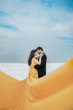 Load image into Gallery viewer, G650,(2) Mustard slit cut shoot Long Trail Gown, Size (All)