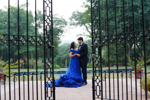 G237 (2),Luxury Royal Blue Puffy Cloud Trail Ball Gown,  Size - (XS-30 to XXL-42)