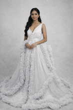 Load image into Gallery viewer, G2031, Grey Ruffled  Shoot Trail Gown With Inner, (All Size)
