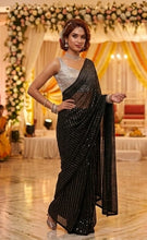 Load image into Gallery viewer, L207, Black Sequence Luxury Party Wear  Saree, Size (XS-30 to L-38)