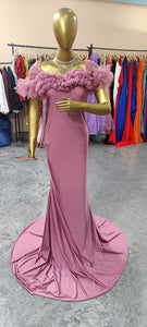 G1121, onion peach Body Fit Maternity Shoot Trail Gown, Size (ALL)pp