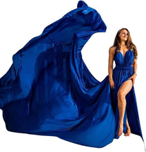 Load image into Gallery viewer, G6001, Blue Satin Flying Trail Prewedding Shoot Gown (p)