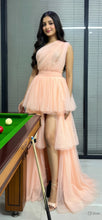 Load image into Gallery viewer, G1143, Peach TubeTop Front Short Frilled long Trail Shoot Gown Size (All)