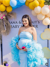 Load image into Gallery viewer, G2128, Royal Blue Flower Ruffled Body Fit Maternity Shoot Trail Gown, Size (All)p