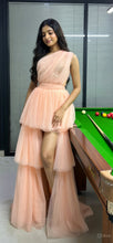 Load image into Gallery viewer, G1143, Peach TubeTop Front Short Frilled long Trail Shoot Gown Size (All)