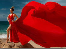 Load image into Gallery viewer, G938, Red Infinity Trail Prewedding Shoot  Gown (p)