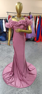 G1121, onion peach Body Fit Maternity Shoot Trail Gown, Size (ALL)pp
