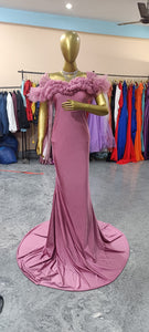 G1121, onion peach Body Fit Maternity Shoot Trail Gown, Size (ALL)pp
