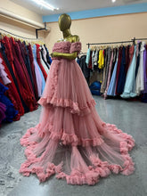 Load image into Gallery viewer, G552 , Peach Ruffled Layered Maternity Shoot  Gown, Size (All)