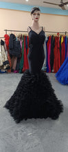 Load image into Gallery viewer, G420, Black Ruffled Body Fit Maternity Shoot Trail Gown, (Size All )pp