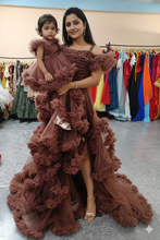 Load image into Gallery viewer, G925, Brown Ruffled Mother daughter Shoot Gown, Size (All)pp