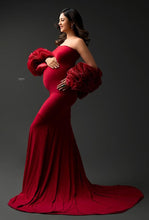 Load image into Gallery viewer, G5025, Red wine Hand Frill Trail Body Fit Gown (All Sizes)pp