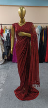 Load image into Gallery viewer, L88, maroon Party Wear  Saree, Size (XS-30 to L-38)