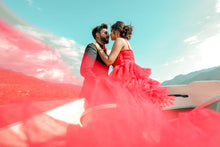 Load image into Gallery viewer, G4040 , Red Ruffle Long Trail Shoot Gown, Size (All)p