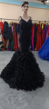 Load image into Gallery viewer, G420, Black Ruffled Body Fit Maternity Shoot Trail Gown, (Size All )pp