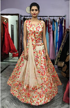 Load image into Gallery viewer, L74, Cream Flower Lehenga, Size (XS-30 to XL-40)