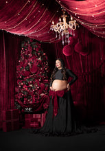 Load image into Gallery viewer, G4006 , Black Maternity Shoot Trail Gown with Red bow, Size (ALL)