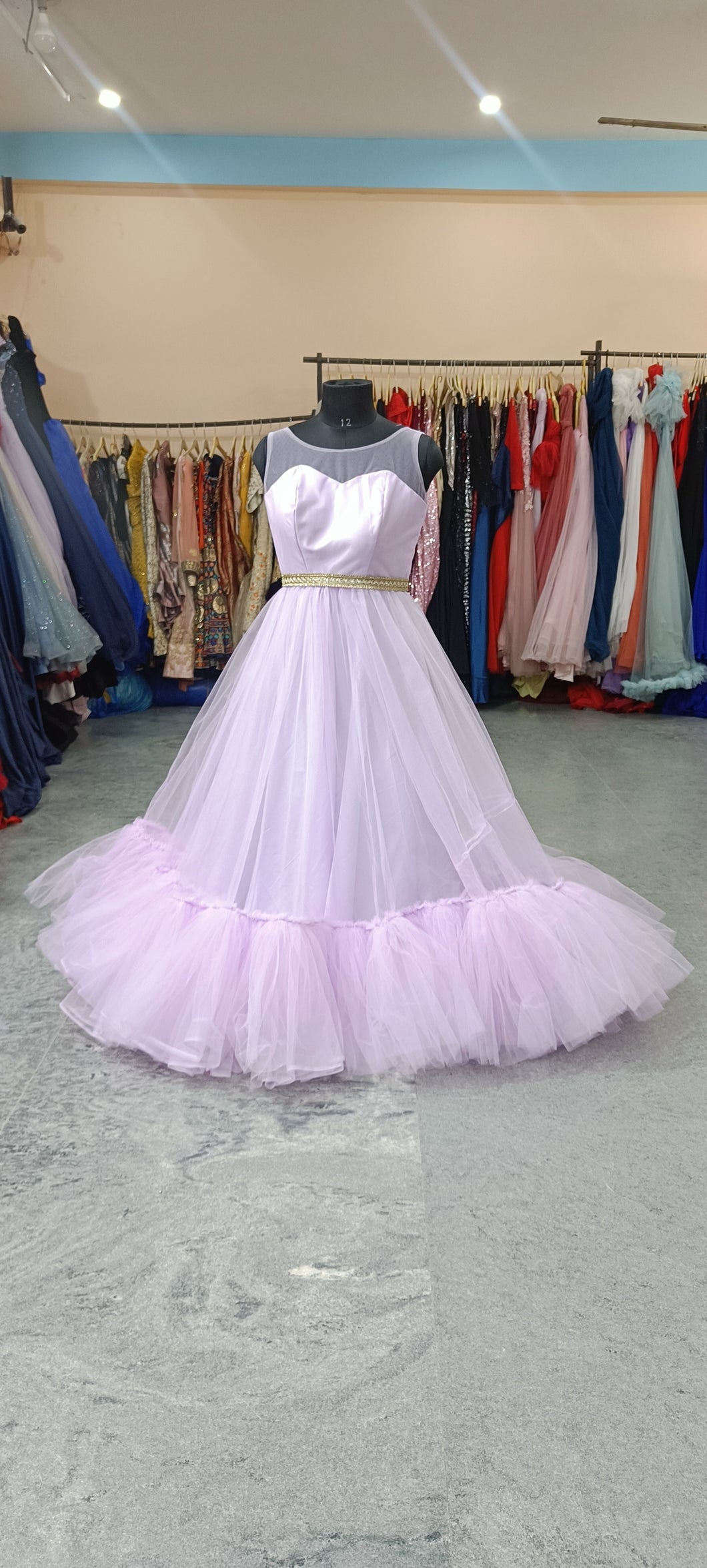 G2127, Pink Frilled Mother-Daughter Gown, Size (ALL)pp