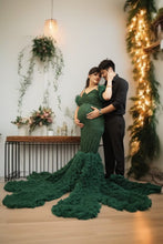 Load image into Gallery viewer, G1035, Bottle Green  Long Trail Body Fit Gown (All Sizes)