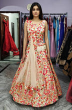 Load image into Gallery viewer, L74, Cream Flower Lehenga, Size (XS-30 to XL-40)