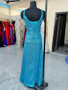 G1123, sky blue Mermaid Shimmer Cocktail Gown, Size (All)pp